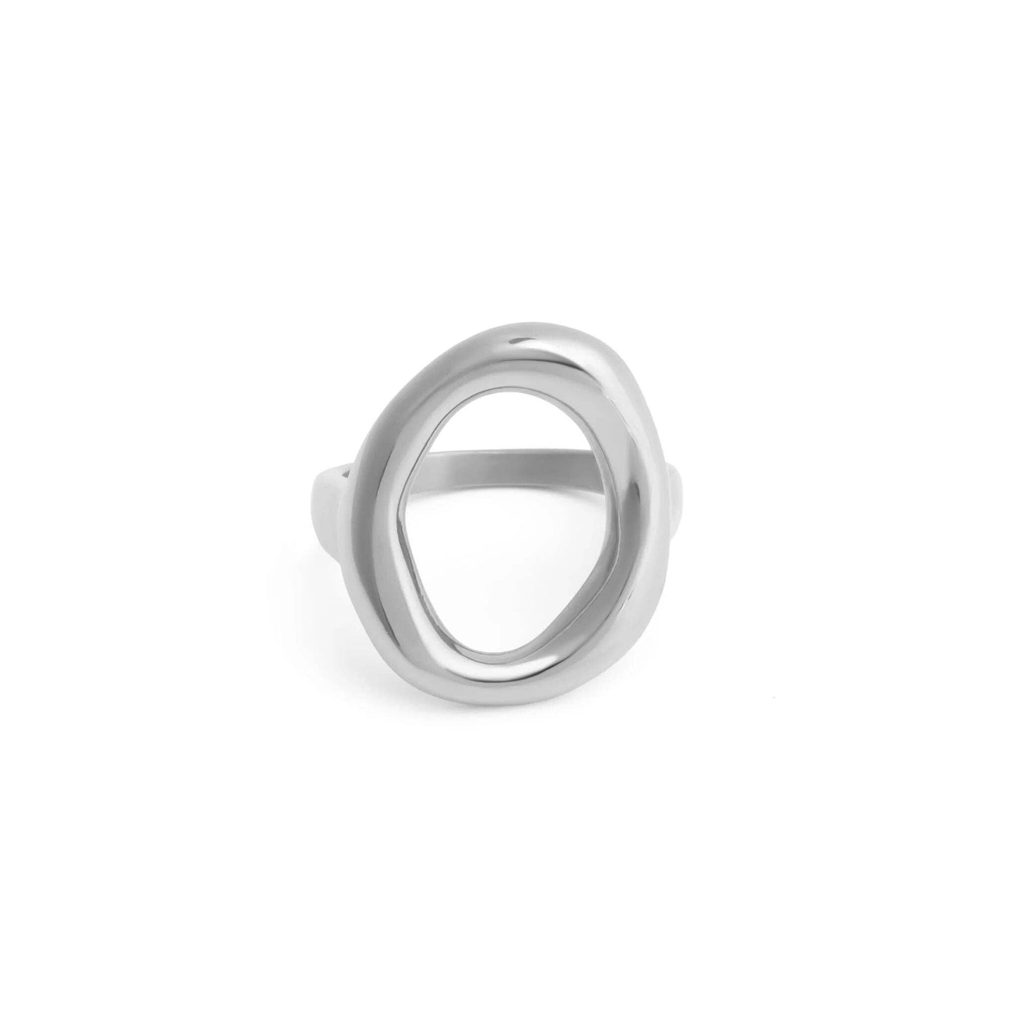 18K Gold PVD Stainless Steel Oval Motif Ring