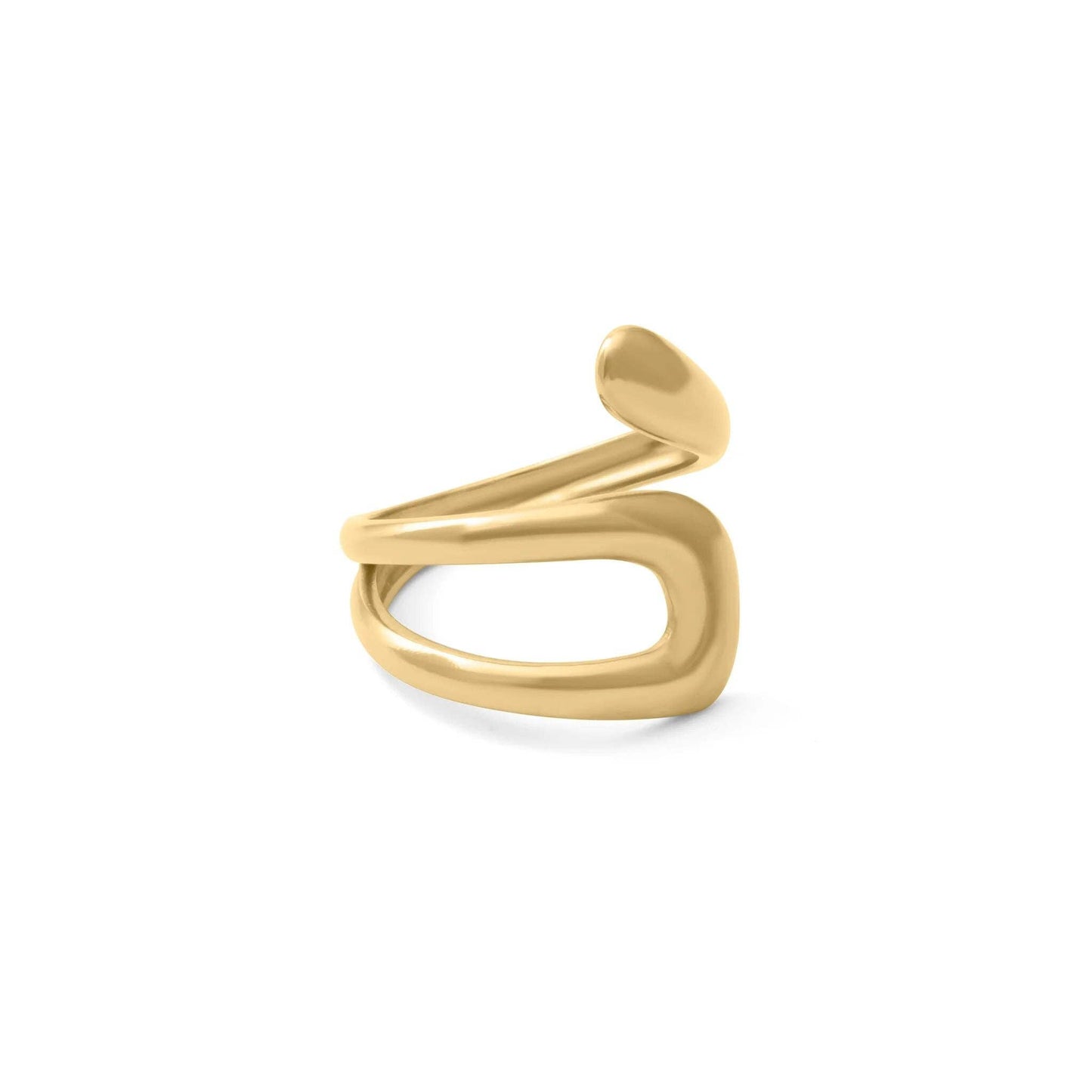 18K Gold PVD Stainless Steel Twisted Spiral Cuff Ring