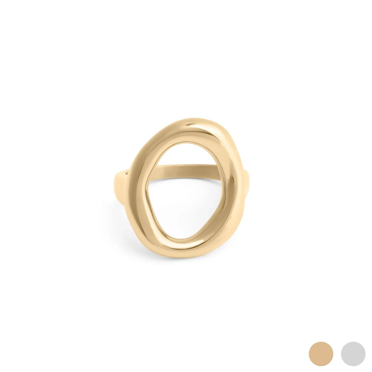 18K Gold PVD Stainless Steel Oval Motif Ring