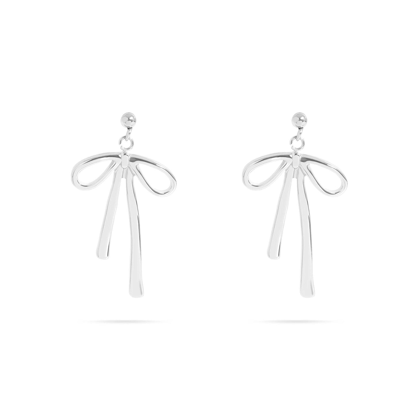 18K Gold PVD Stainless Steel Ribbon Bow Earrings