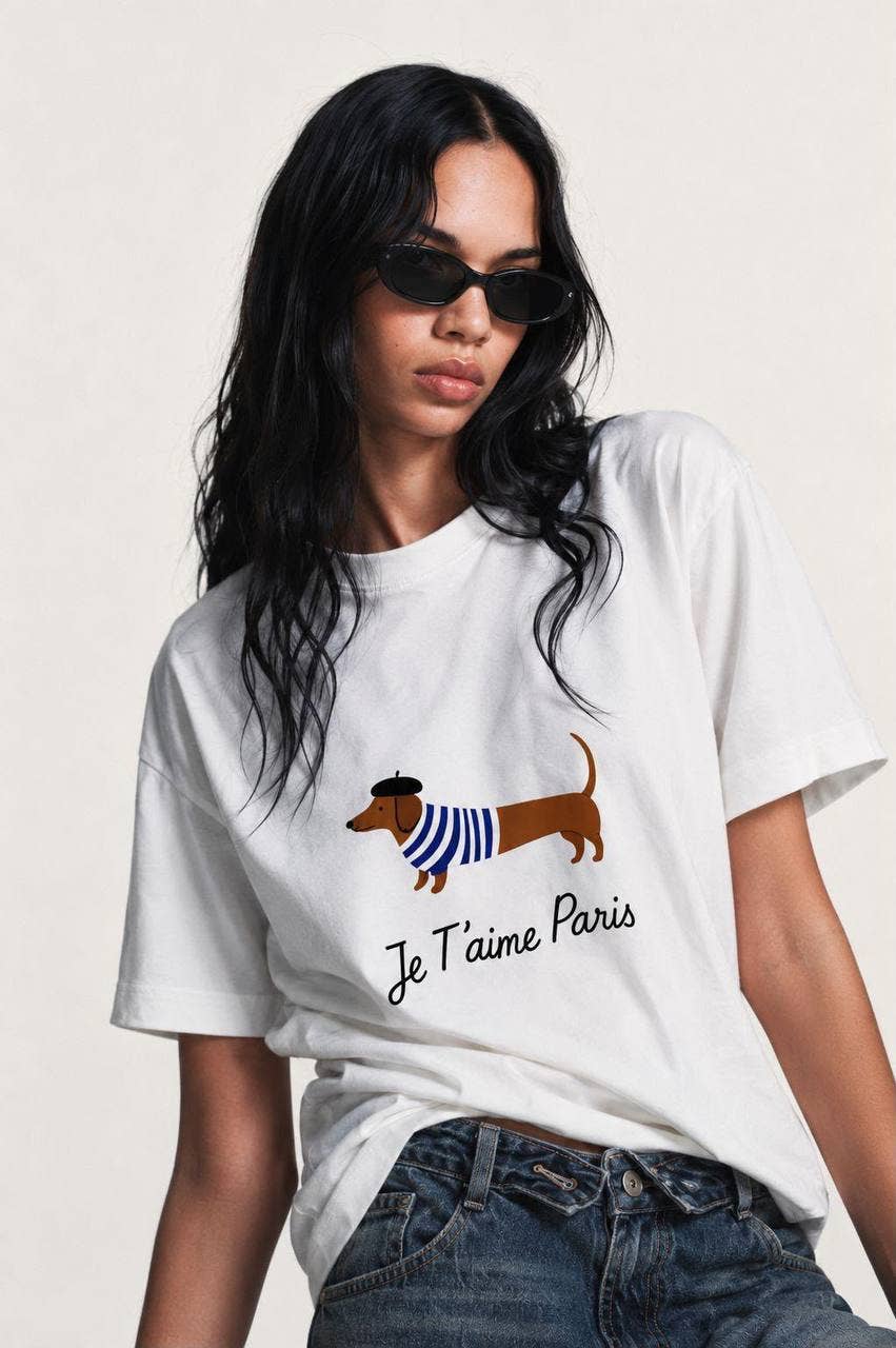 Parisian Weiner Dog Cotton T-shirts