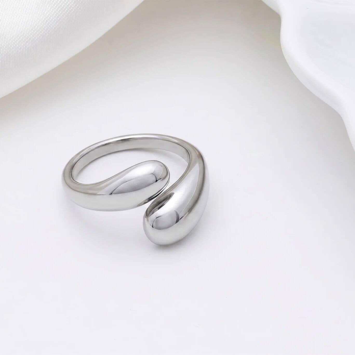 18K Gold Stainless Steel Duo Drop Ring