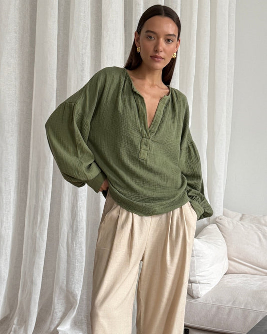 Peach Top - Khaki