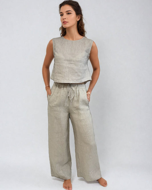 PRIV: Nina Linen Tank - Oat