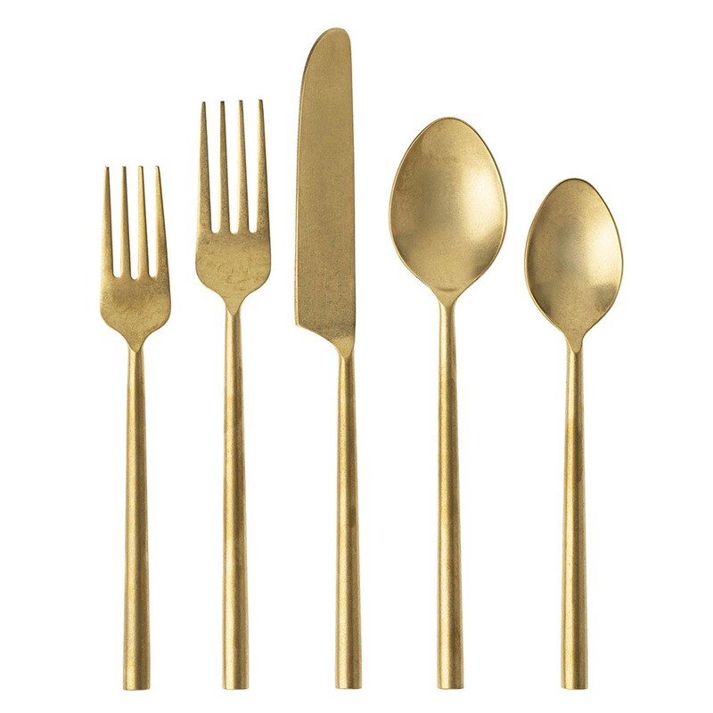 Tides Flatware S/5 Tumbled Gold