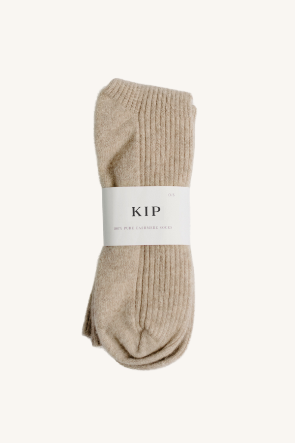 KIP: Pure Cashmere Sleep Socks in Champagne