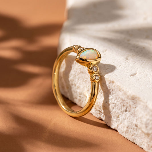Opal Bezel Set Ring