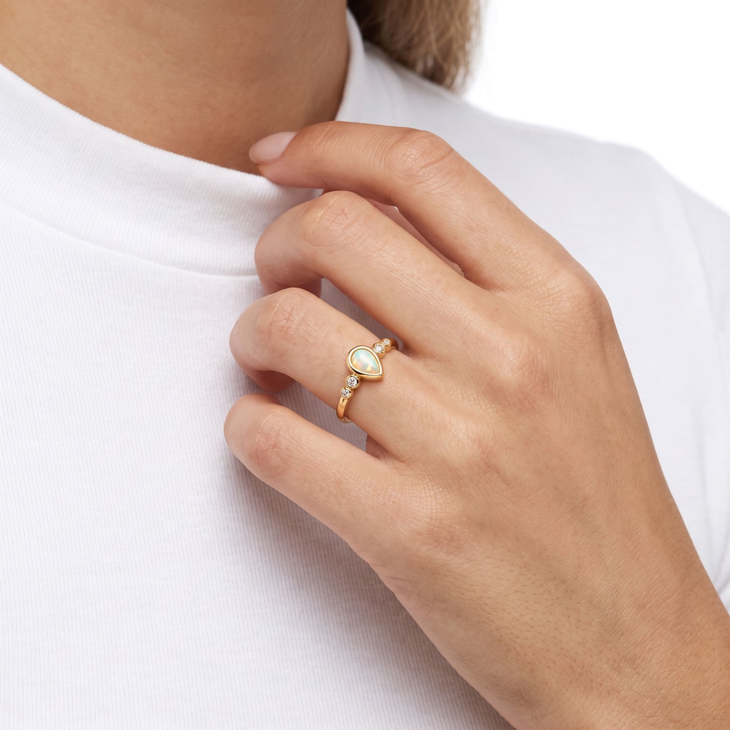 Opal Bezel Set Ring